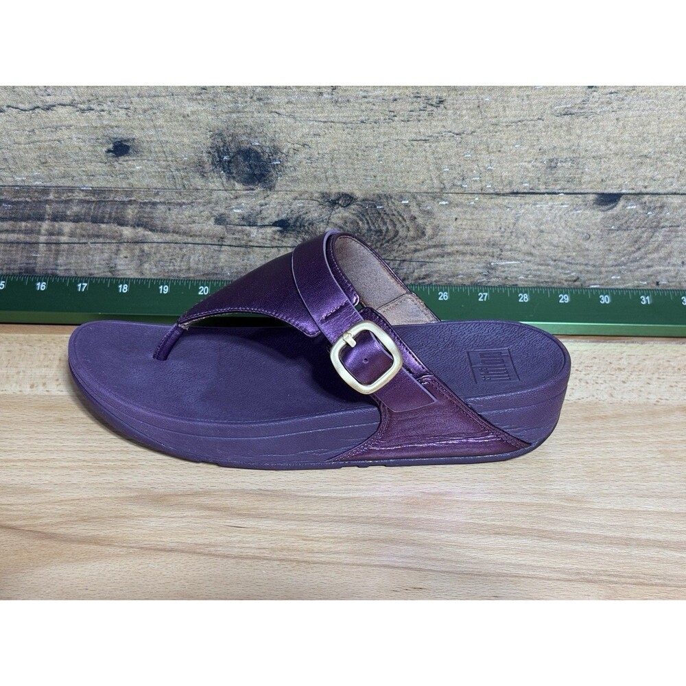 🔥Fitflop Women's Lulu Adjustable Leather Toe-Post Sandals Size 9 Plum Colorway
